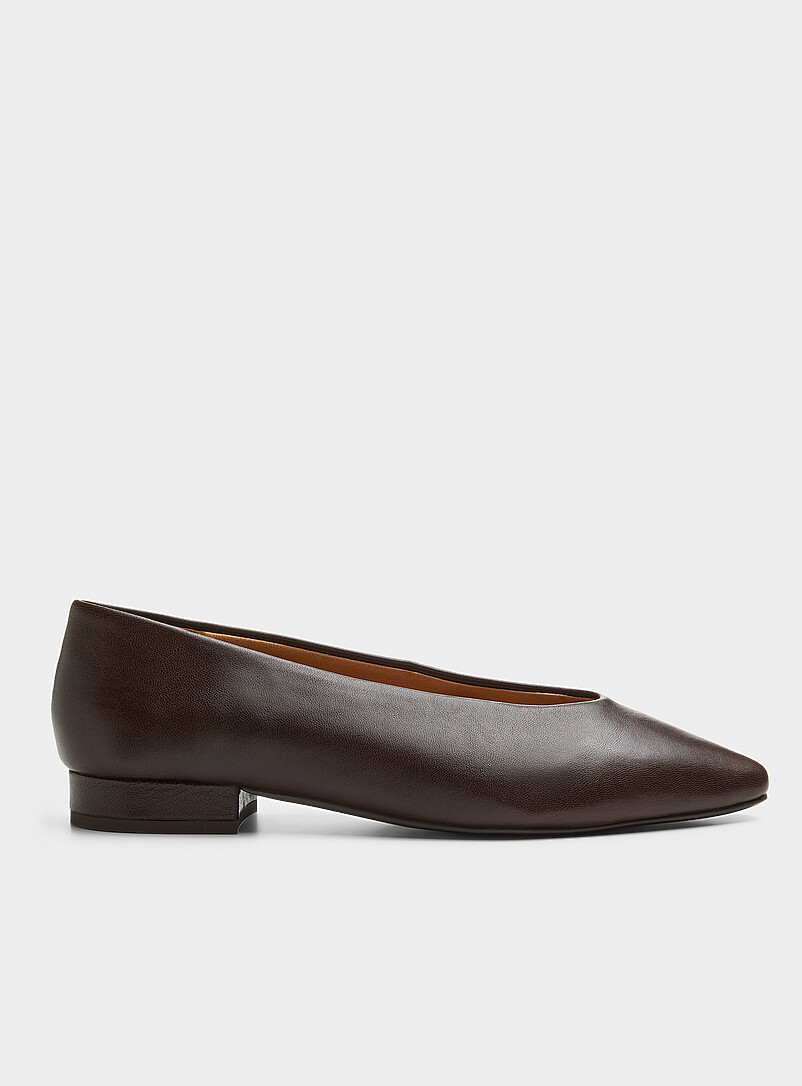 Mini-Heel Leather Ballet Flats