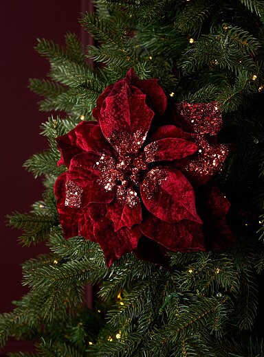 La branche d&eacute;corative poinsettia velours <b>Collection de No&euml;l</b>