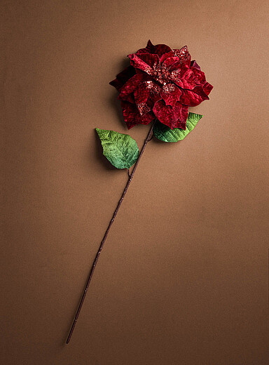 La branche d&eacute;corative poinsettia velours <b>Collection de No&euml;l</b>