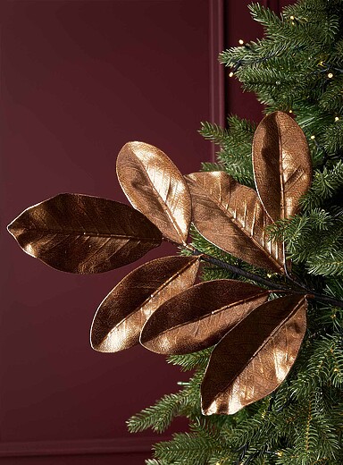 La branche d&eacute;corative feuilles aspect m&eacute;tallique <b>Collection de No&euml;l</b>