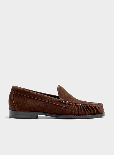 G.H.BASS Chocolate/Espresso Weejuns suede ruched-toe Venetian loafers Men for men