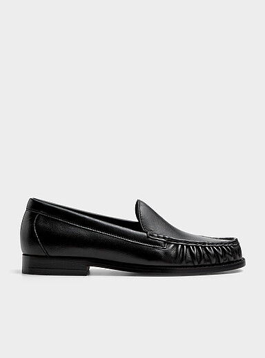 G.H.BASS Black Weejuns leather ruched-toe Venetian loafers Men for men