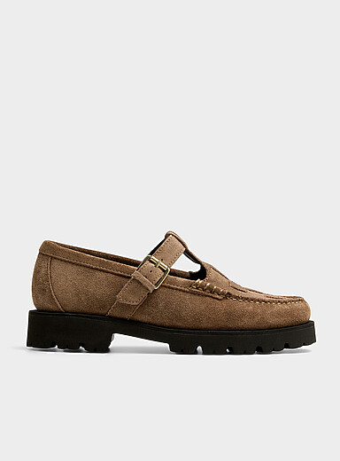 G.H.BASS: La chaussure p&ecirc;cheur su&egrave;de semelle crant&eacute;e Femme Taupe pour femme