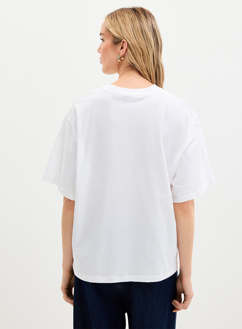 A-View: Le t-shirt surdimensionn&eacute; broderie et imprim&eacute; Blanc pour femme