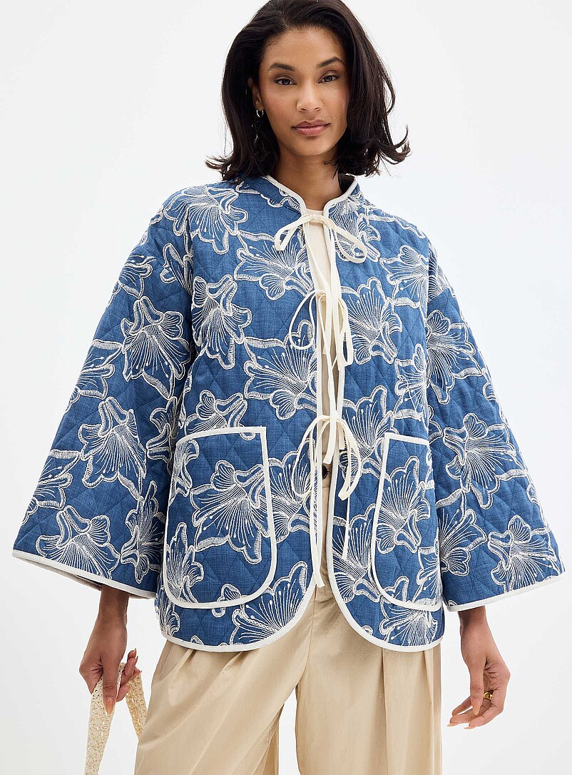 Floral Embroidery Quilted Jacket