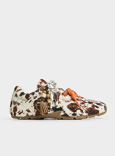 Nokwol: Le sneaker Atlas cuir poilu Brun pour femme
