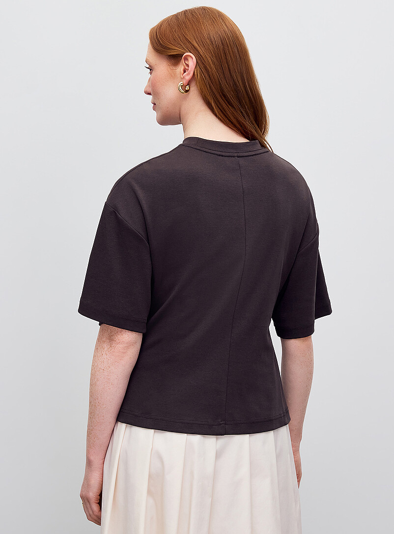 Second Female Chocolate/Espresso Golden pin gathered waist casual T-shirt for women
