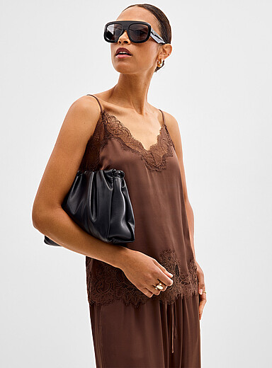Second Female Brown Lace trim satiny cami for women