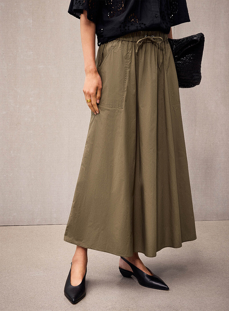 Alisa elastic waist khaki poplin skirt product image 2