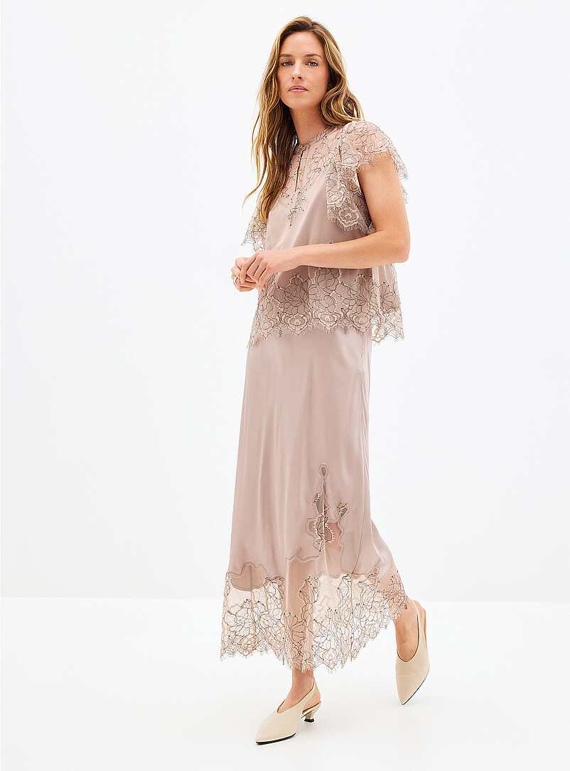 Wila contrast lace satin skirt product image (primary)