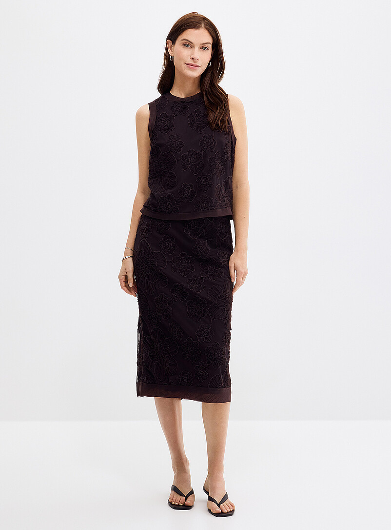 Daysee Chocolate Floral Tulle Skirt