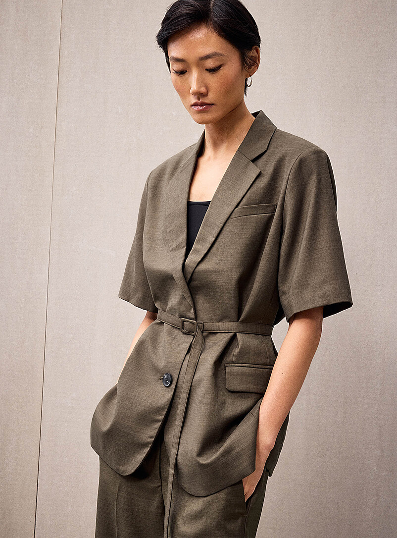 Sharo belted short-sleeve long blazer product image (primary)