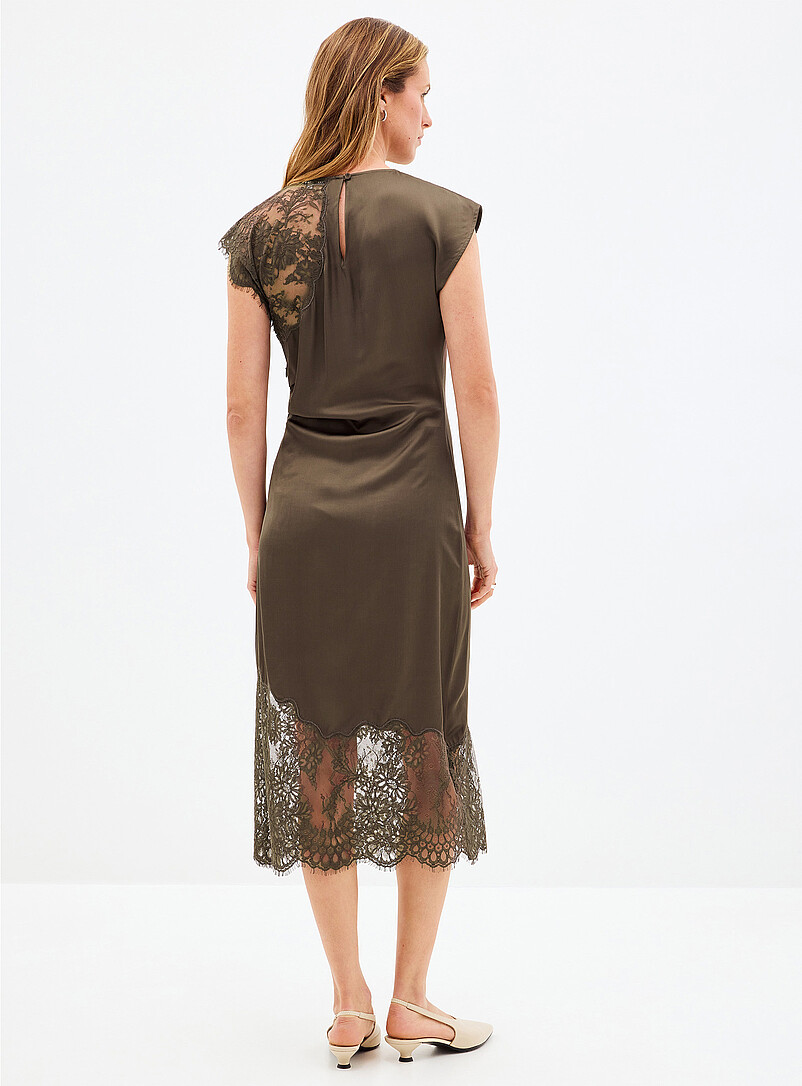 Wilina draped satin and lace dress product image 3