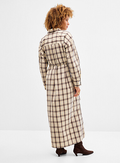 Liria plaid wrap maxi dress