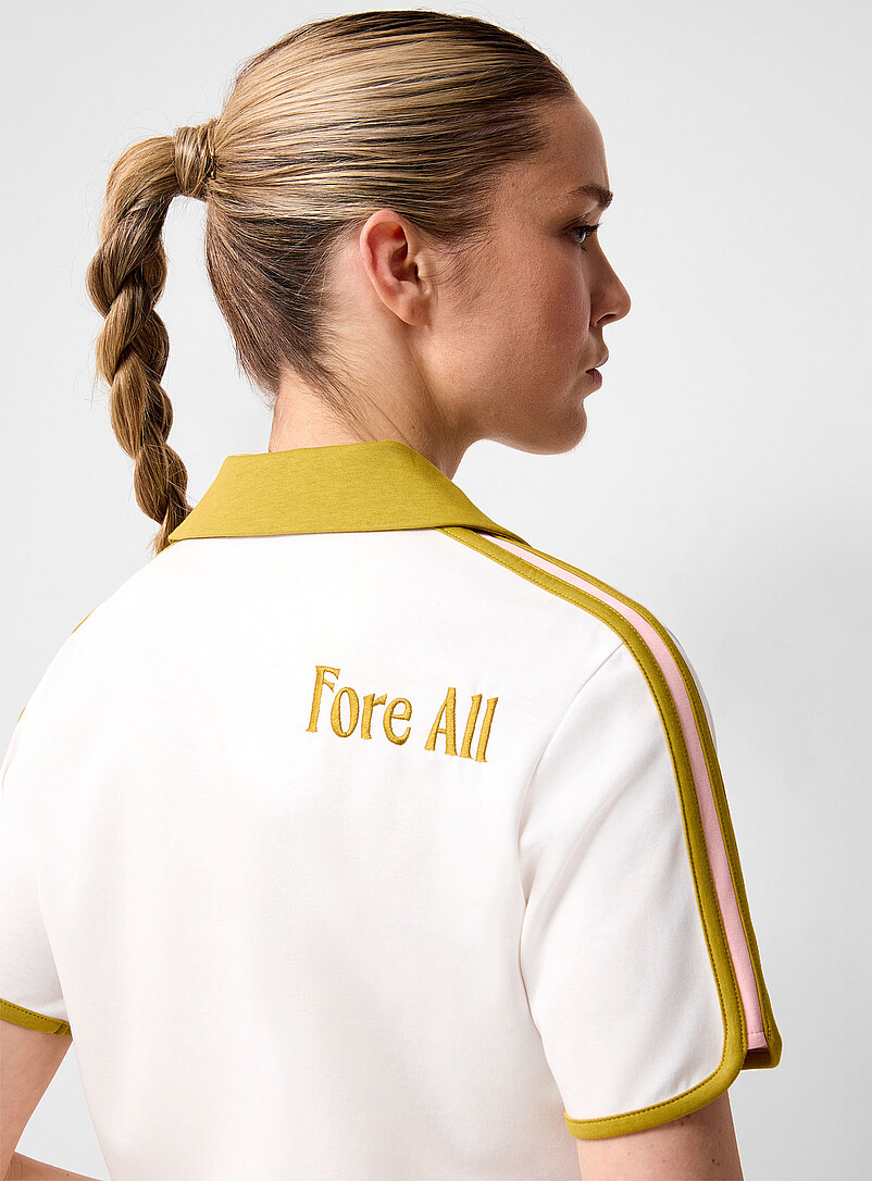 Fore All Ivory/Cream Beige Newport trimmed golf polo for women