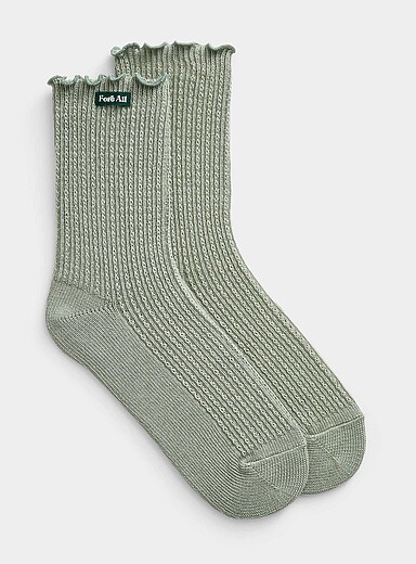 Fore All Emerald/Kelly Green Reef wavy braided socks for women