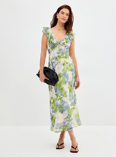 Carrie ruffled watercolour garden dress