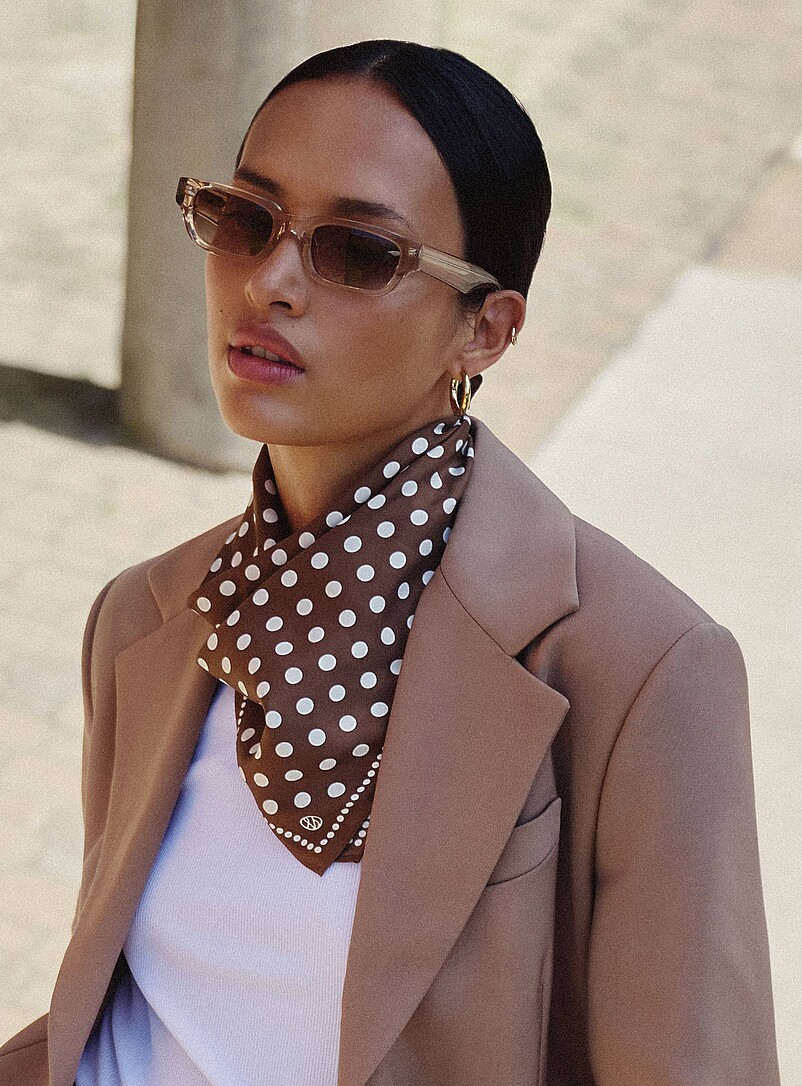 Small pure silk dotted scarf product image (primary)