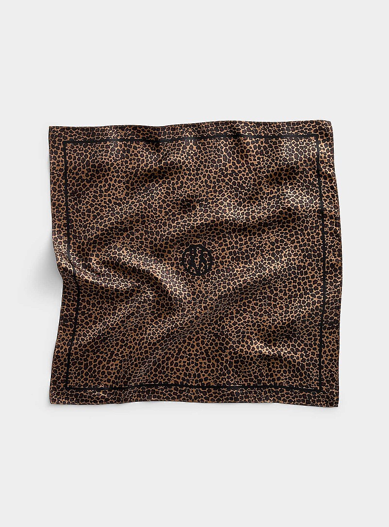 Leopard pattern pure silk small scarf product image (primary)