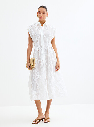 Jamie floral decals cinched shirtdress