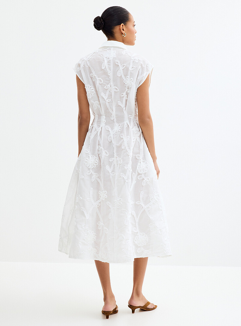 2NDDAY: La robe chemise cintr&eacute;e appliques florales Jamie Blanc pour femme