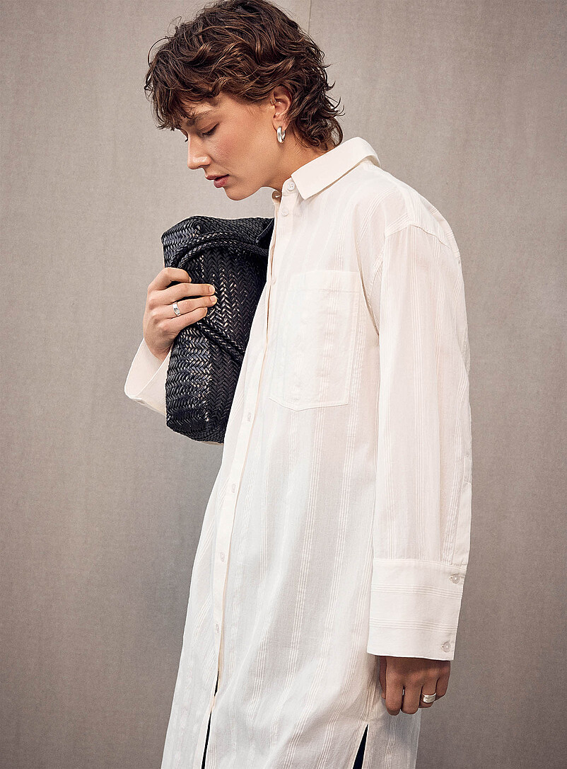2NDDAY: La chemise tunique voile ray&eacute; Blanc pour femme