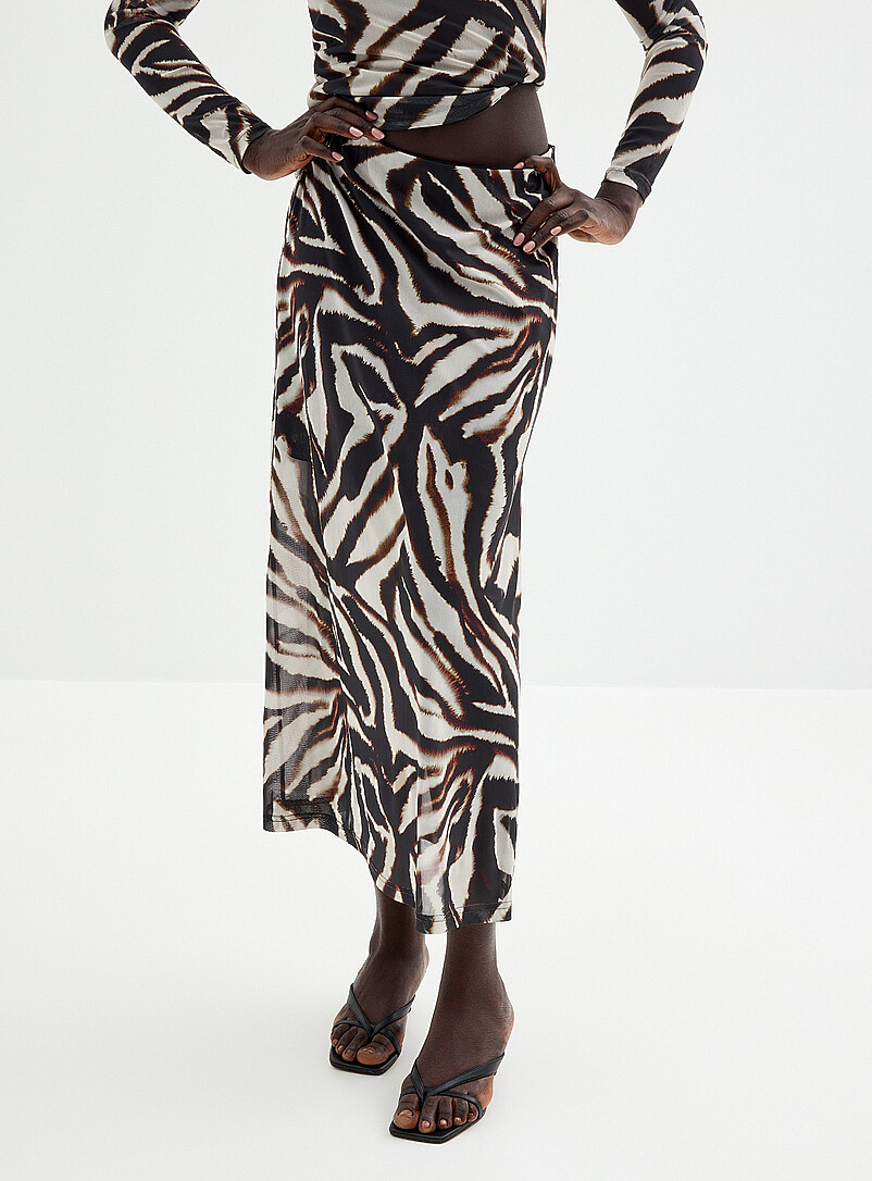 2NDDAY: La jupe maxi filet z&eacute;br&eacute; Blanc &agrave; motifs pour femme