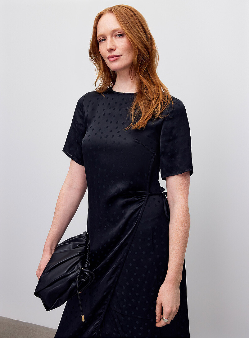 Polka-dotted tone-on-tone jacquard satiny dress product image 2