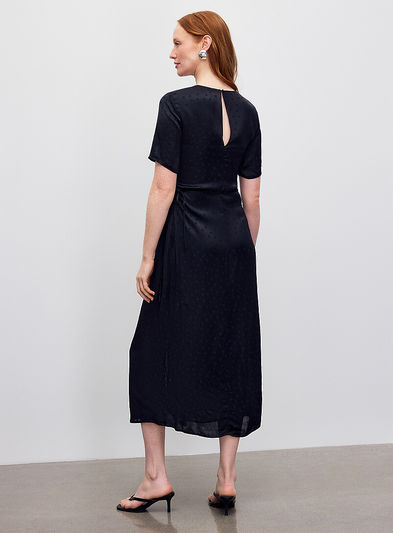 Polka-dotted tone-on-tone jacquard satiny dress product image 3