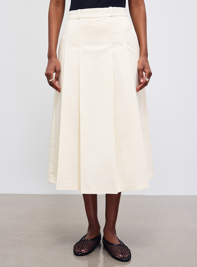 Flat-pleat vanilla midi skirt product image 2