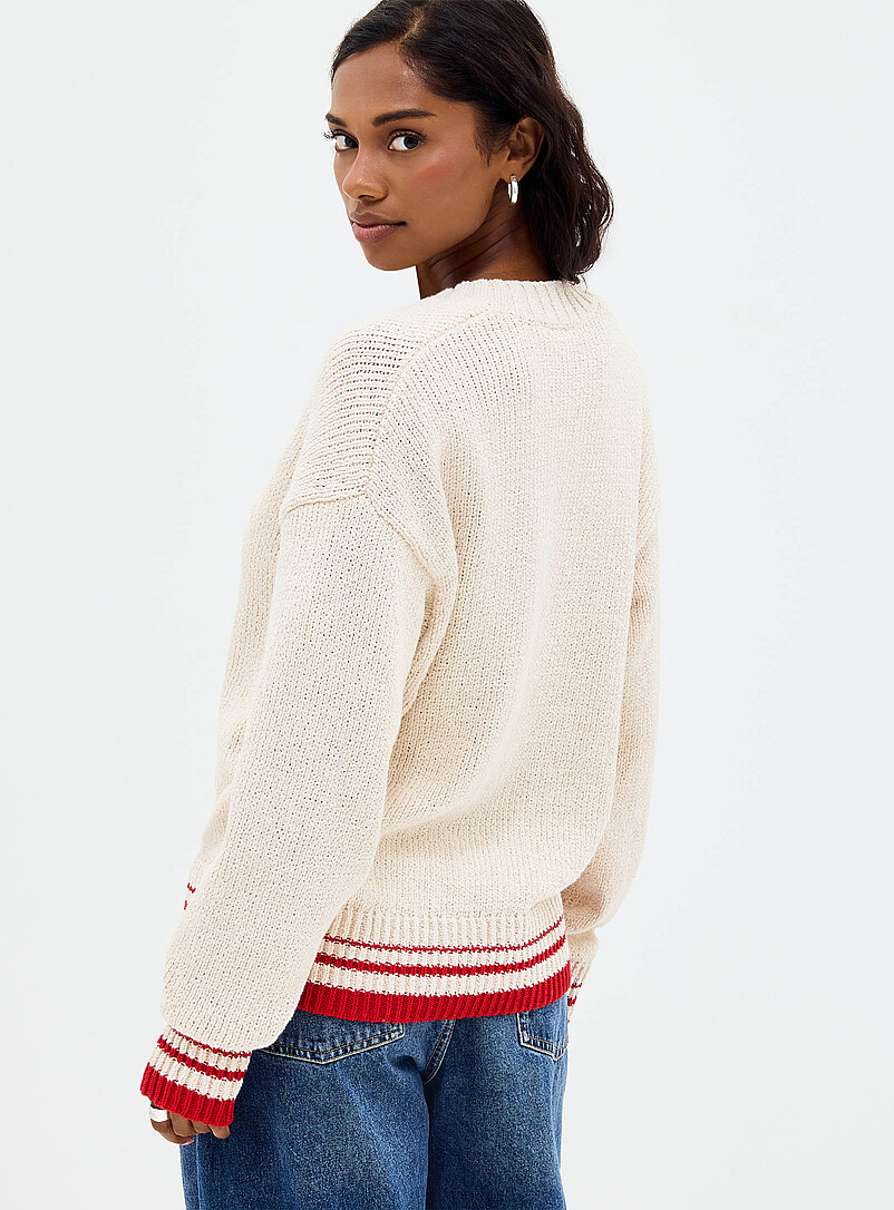 ARMEDANGELS: Le chandail c&ocirc;tes perl&eacute;es &eacute;cusson boucl&eacute; &Eacute;cru &agrave; motifs pour femme