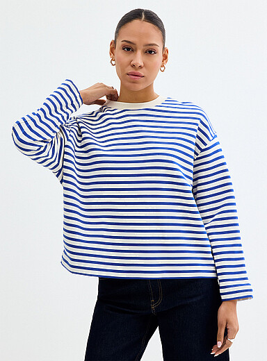 Striped loose boxy-fit sweatshirt