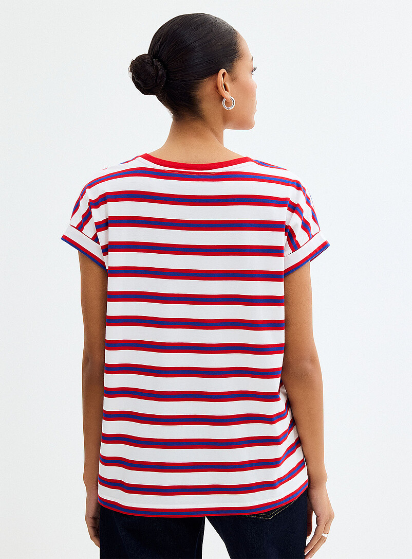 Navy stripes cap-sleeve T-shirt product image 2