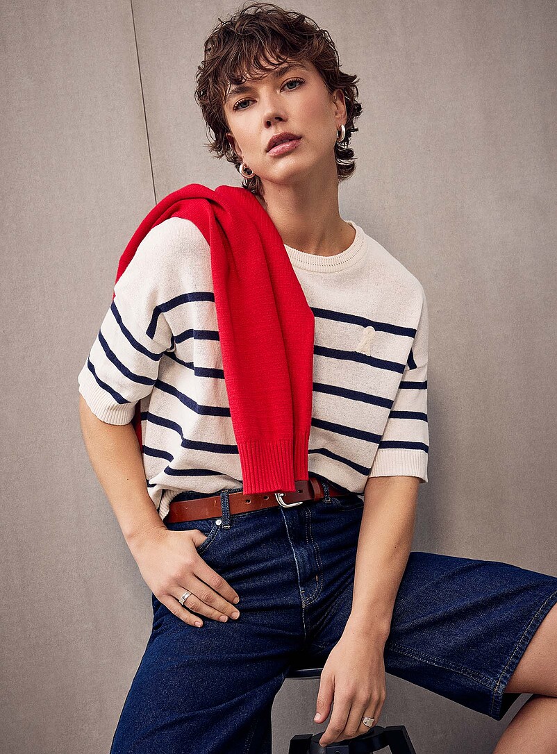 Linen Blend Striped Sweater