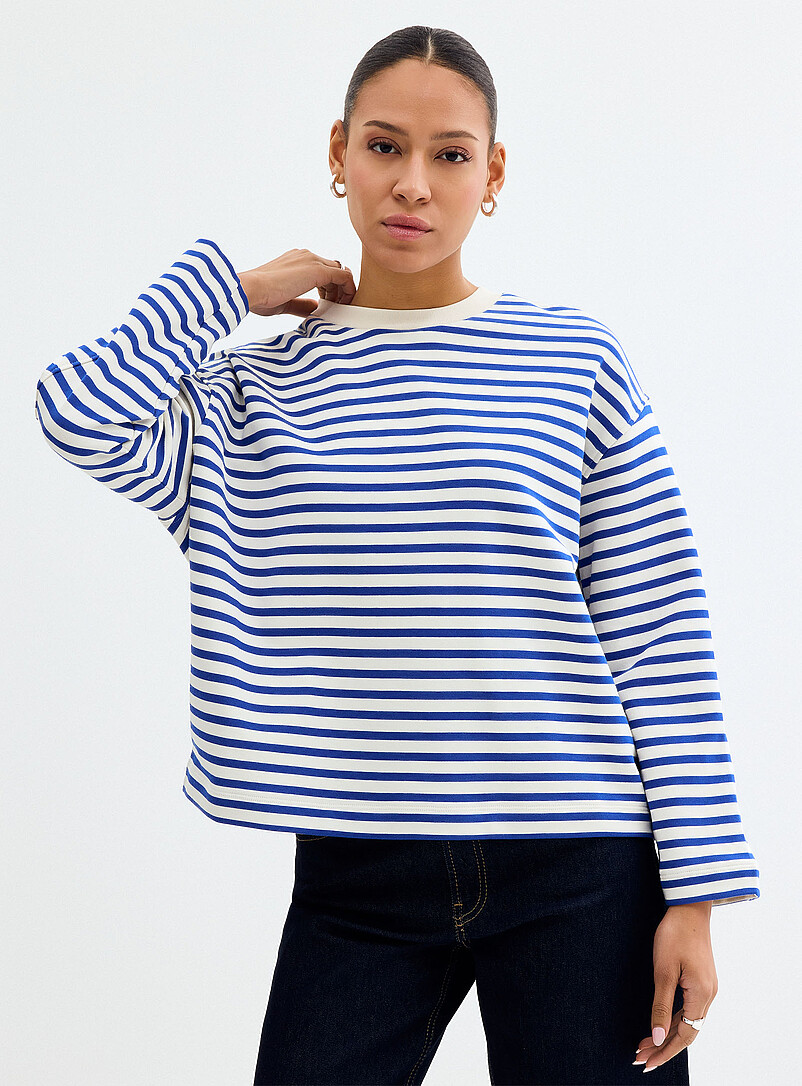Striped loose boxy-fit sweatshirt product image (primary)