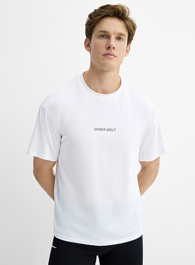 INNER SELF: Le t-shirt &agrave; perforations Performance PacePro&trade; Blanc pour homme