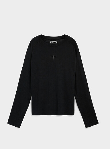 INNER SELF Black Lightweight merino long-sleeve T-shirt for men