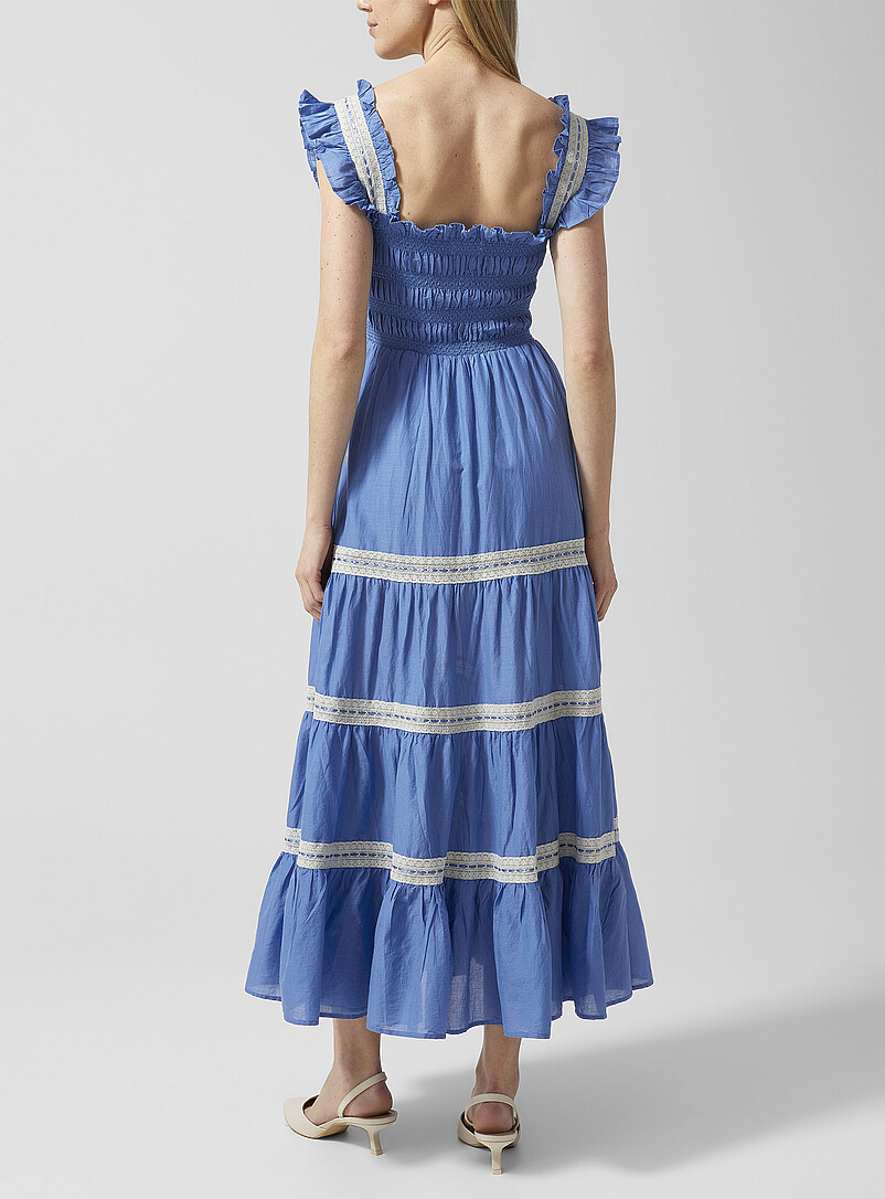 Rixo: La robe buste nid d'abeilles Aubrie Bleu pour femme