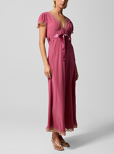 Rixo: La robe col V &agrave; rubans Marlice Mauve pour femme