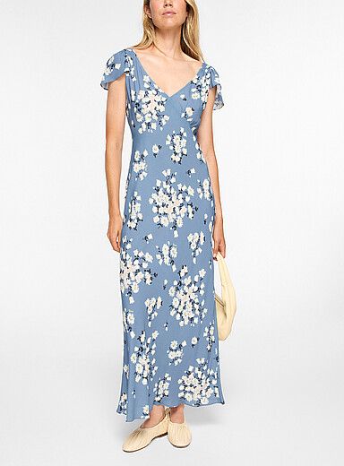 Rixo: La robe maxi bouquet de fleurs Cathy Bleu &agrave; motifs pour femme