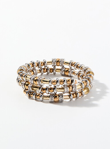 Beads and discs circular serpentine bracelet