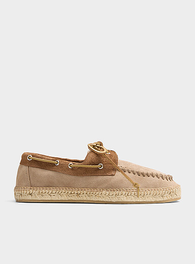 Scarosso Ivory/Cream Beige Khai taupe suede boat shoes for men