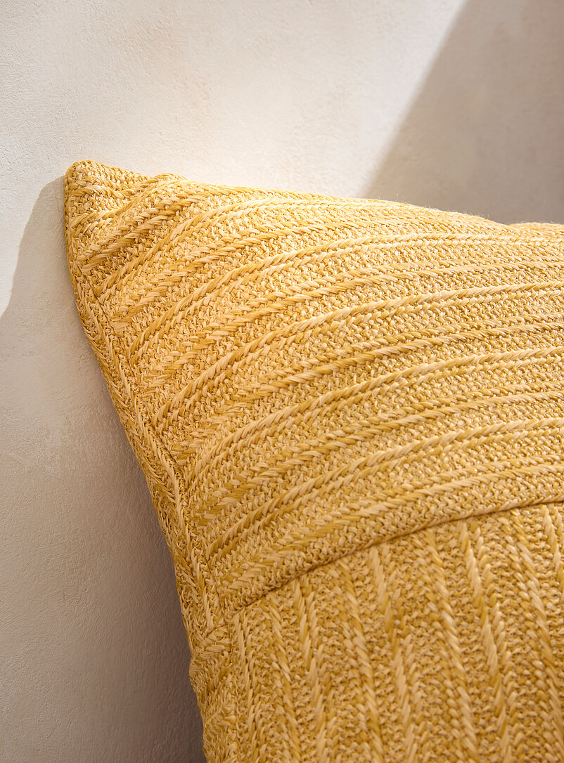 Simons Maison Light Brown Tone-on-tone stripes faux-raffia outdoor cushion 50 x 50 cm <b>Live Outside exclusive collection</b>