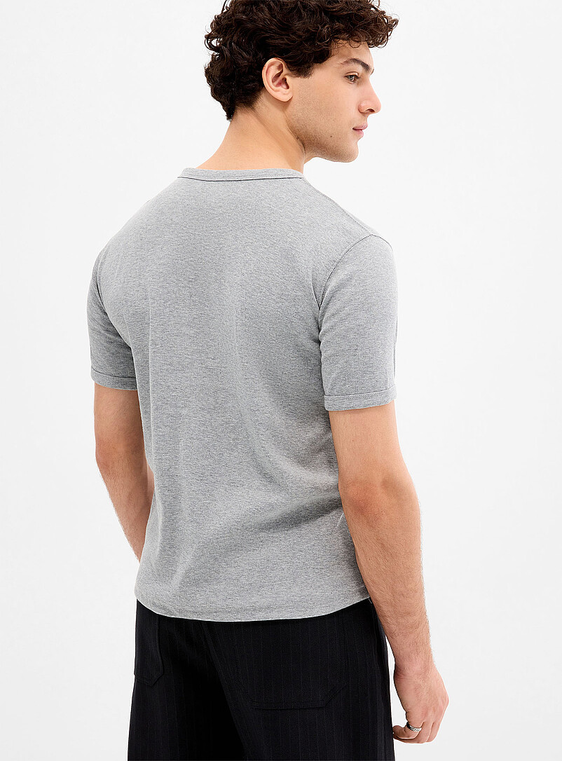 Ribbed jersey Henley T-shirt Imported from Seoul | Le 31 | Shop