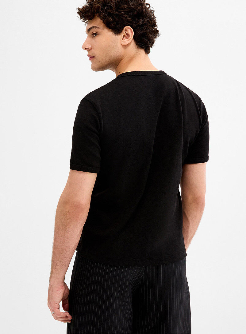 Ribbed jersey Henley T-shirt Imported from Seoul product image 3