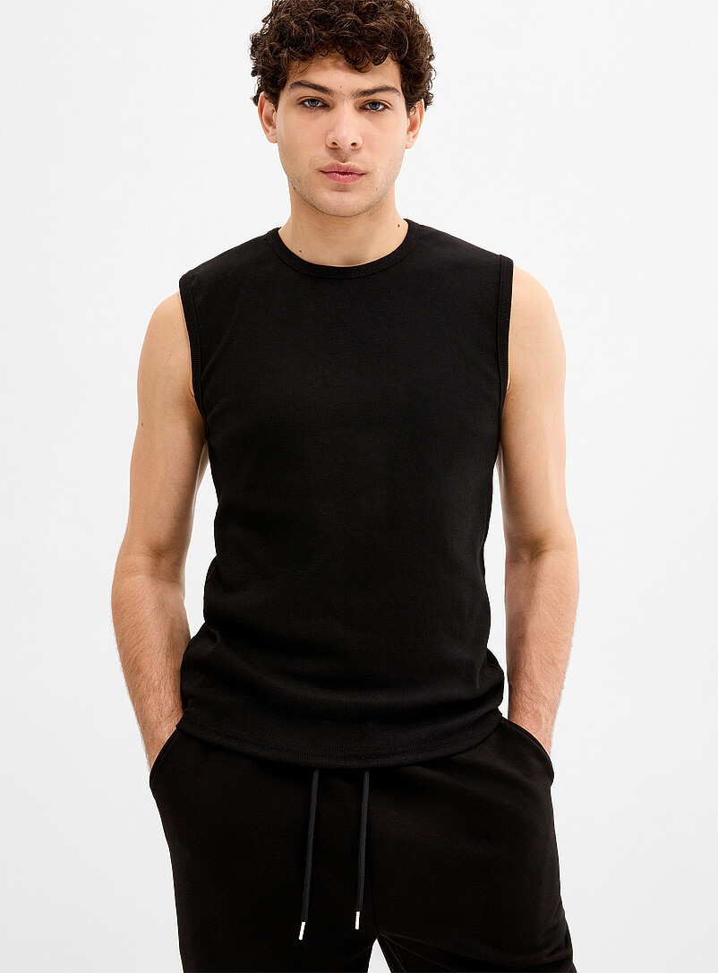 Ribbed jersey sleeveless T-shirt Imported from Seoul product image (primary)