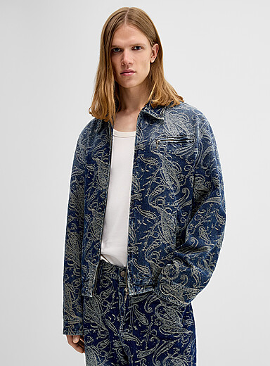Djab Blue Paisley-embroidery denim jacket <b>Imported from Seoul</b> for men
