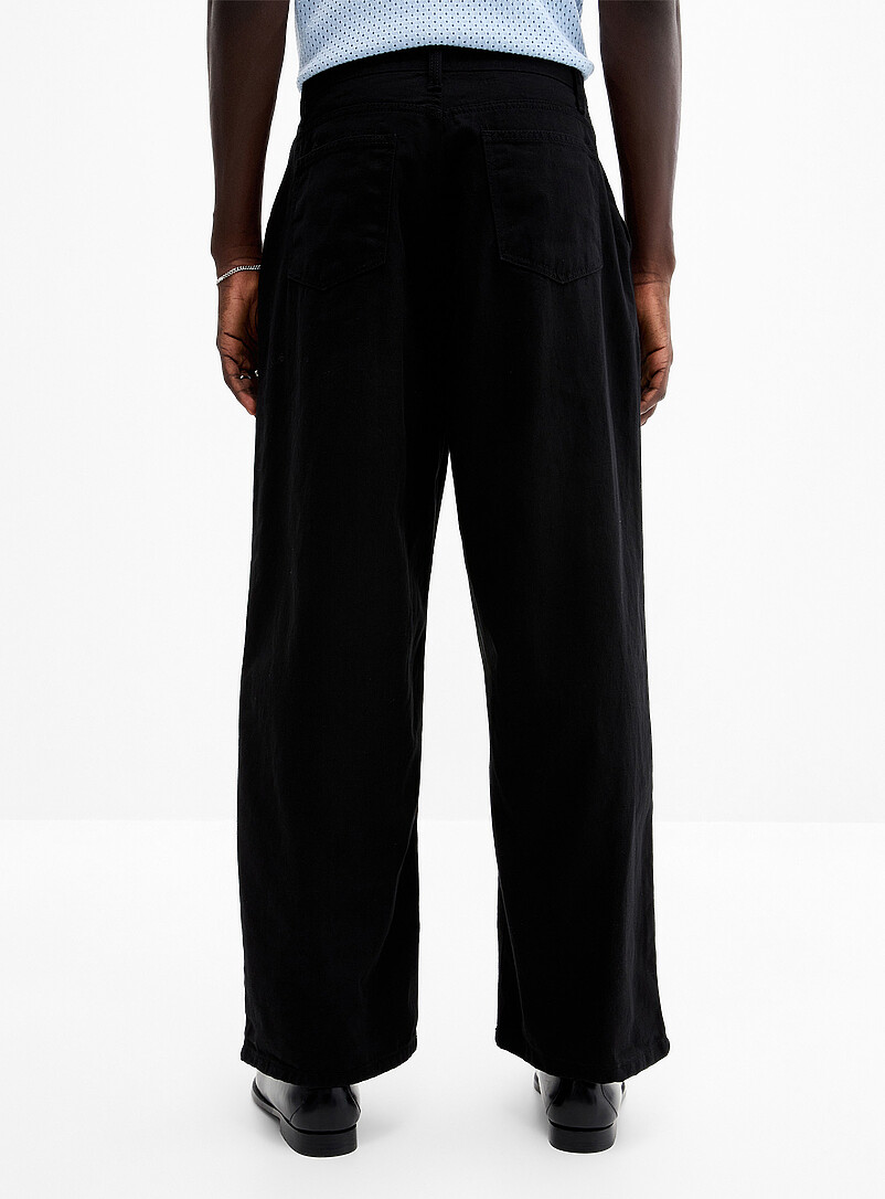 Djab: Le pantalon &agrave; plis twill lourd Coupe baggy <b>Importation de S&eacute;oul</b> Noir pour homme