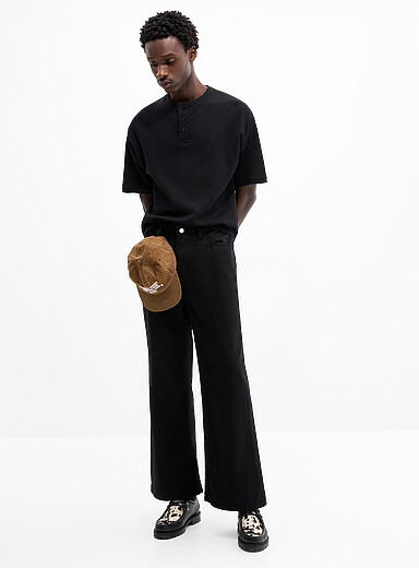 Le pantalon 5 poches twill lourd Coupe relaxe &eacute;vas&eacute;e <b>Importation de S&eacute;oul</b>