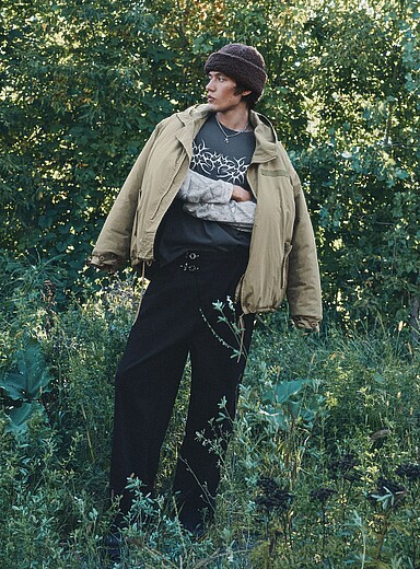 Djab Black Firefighter-clasp wide-leg pleated pant Loose fit <b>Imported from Seoul</b> for men
